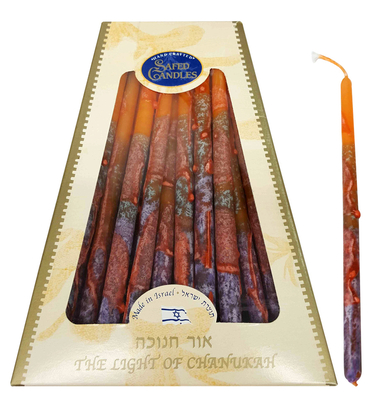 Handmade Dripless Hanukkah Candles - Red and Orange Fiery Colors