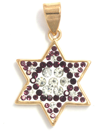 Amethyst and Zircon Star of David Pendant
