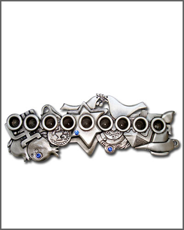 Yealat Chen Metal Hanukkah Menorah - Doves and Jewish Motifs 4 in stock