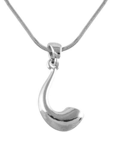 Silver Ram's Horn Shofar Necklace Pendant Rhodium Plated