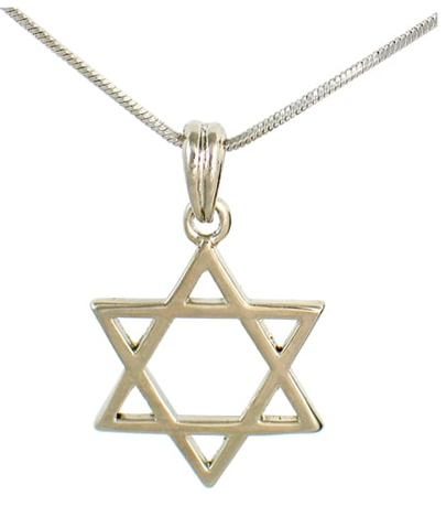 Classic Rhodium Silver Necklace with Magen David pendant