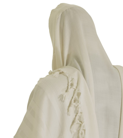 Talitnia Malchut Wool Non Slip Tallit Prayer Shawl - White Stripes