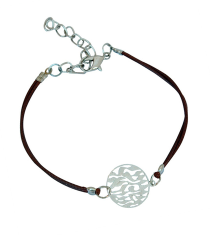 Black Cord Bracelet with Rhodium Shema Yisrael Pendant