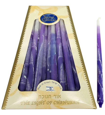 Handmade Decorative Dripless Hanukkah Candles - Purple Shades