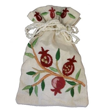 Yair Emanuel Embroidered Silk Havdalah Spice Bag with Cloves - Pomegranates