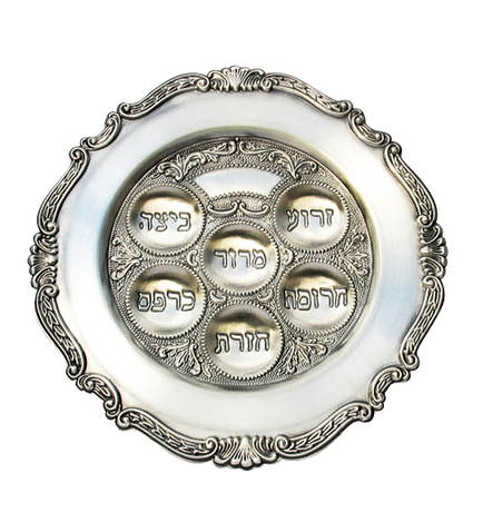 Round Pewter Passover Seder Plate