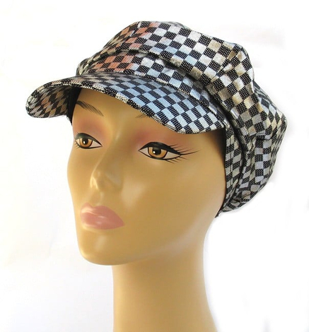 Womens Metallic Silver and Black Cap