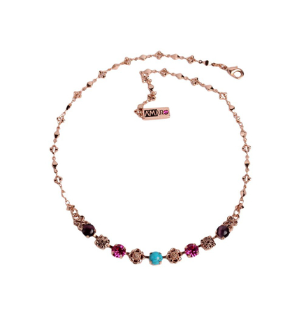 Amaro Handmade Necklace with Colorful Flower Gems - Flower Lace Collection