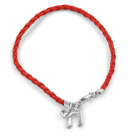 Red Cord Kabbalah Bracelet - Silver Chai Charm