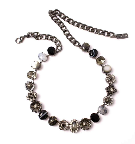 Amaro Handmade Silver Black Necklace, Semi Precious Gems - Primitive Collection
