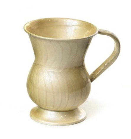 Stainless Steel Netilat Yadayim Ivory Wash Cup Hourglass Shape, Wavy Lines