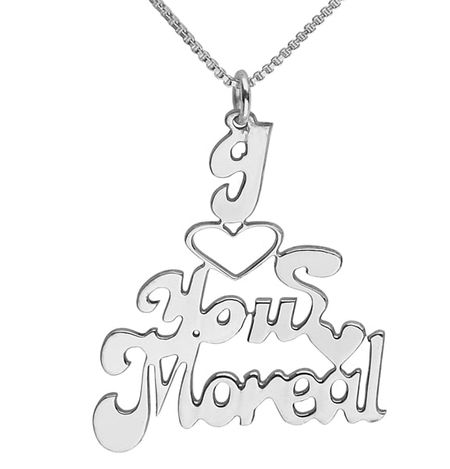 Silver English Name Necklace - I Love You