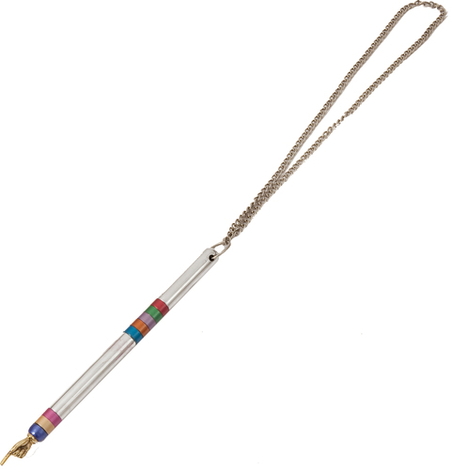 Yair Emanuel Anodized Aluminum Silver Torah Pointer Yad - Multicolor Bands