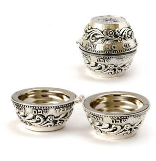 Silver Plated Compact Engraved Travelling Candlesticks - Magnet Closure