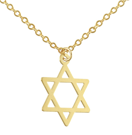 AJDesign Thin Classic 14k Gold-Plated Star of David Pendant with Chain