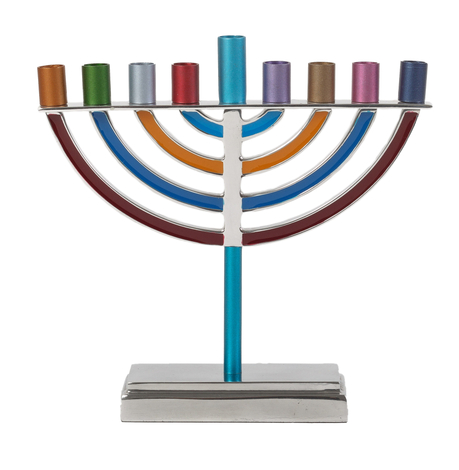 Yair Emanuel Classic Contemporary Aluminum Chanukah Menorah - Colorful
