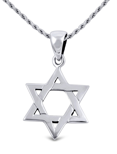Star of David Necklace Pendant for Women or Men in 925 Sterling Silver with Chain