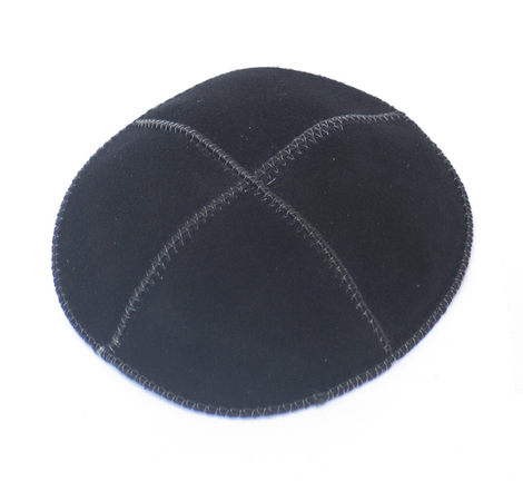 Black Suede Kippah Four Panel Yarmulke