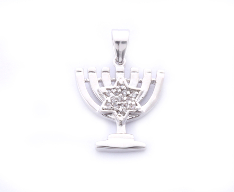 Gold Filled 7 Branch Menorah Pendant with Star of David