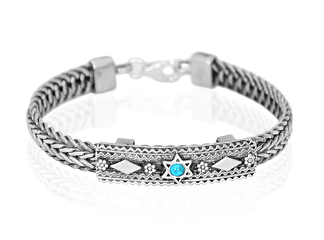 Turquoise Star of David Silver Bracelet by Golan Studio