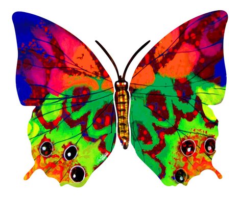 David Gerstein Double Sided Steel Wall Sculpture - Hava Butterfly