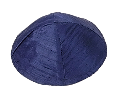 Yair Emanuel Basic Raw Silk Kippah - Dark Blue