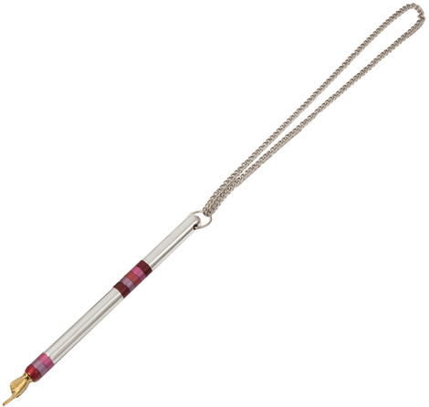 Yair Emanuel Anodized Aluminum Silver Torah Pointer Yad - Red Bands