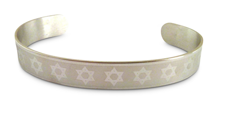 Stars of David Adjustable One Size Cuff Stainless Steel Bracelet
