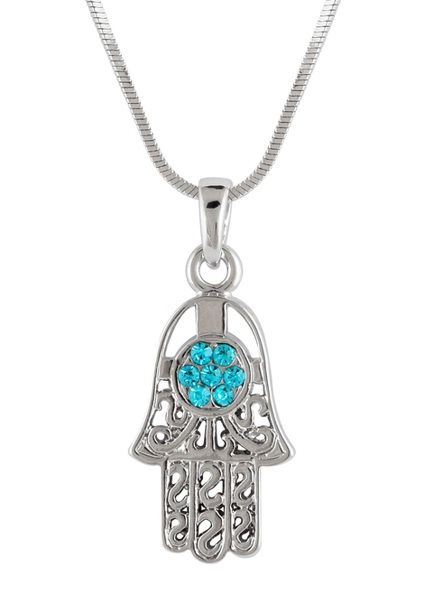 Hamsa Necklace with Turquoise Stones