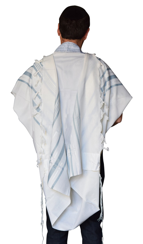 Talitnia Gilboa Light Weight Non Slip Tallit Wool Tallit Prayer Shawl - Light Blue Strips