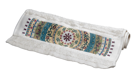 Dorit Judaica Netilat Yadayim Hand Towel - Pomegranate in Mandala Design