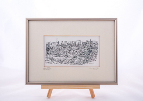 YehuditsArt Sketch Print of Mount Zion, Jerusalem Walls and Tower of David