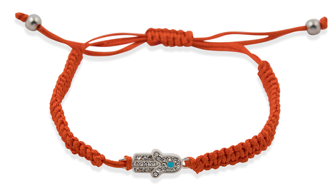 Braided Cord Adjustable Kabbalah Bracelet with Hamsa - Red