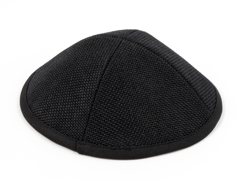 Black-Gray Fabric Kippah with Textured Design - Hidden Clip Inside