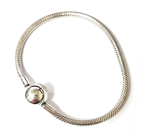 925 Sterling Silver Bracelet for Charms with round clasp