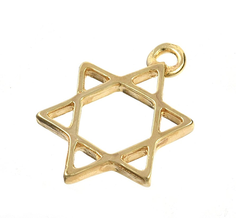 AJDesign Classic 24k Gold-Plated Star of David Charm Pendant