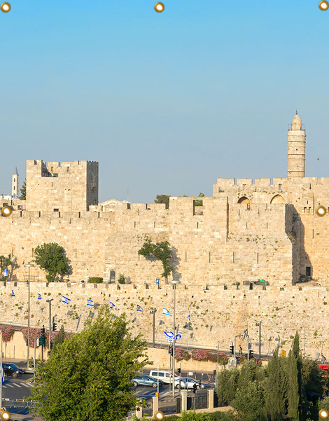 Panoramic Jerusalem Old City Walls Sukkah Single-Wall Panel 6 ft Width