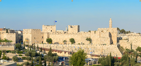 Panoramic Jerusalem Old City Walls Sukkah Single-Wall Panel 16 ft Width