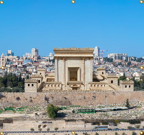 Panoramic Jerusalem Beit Hamikdash Sukkah Single-Wall Panel 8 ft Width