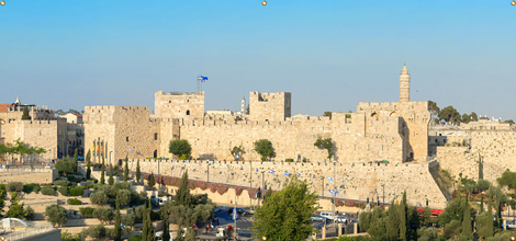 Panoramic Jerusalem Beit Hamikdash Sukkah Single-Wall Panel 16 ft Width