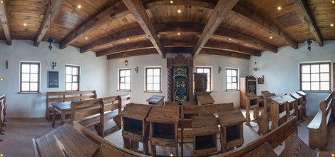 Panoramic Baal Shem Tov Synagogue Sukkah Single-Wall Panel 16 ft Width