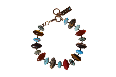 Amaro Handcrafted Bracelet - Assorted Size Marquise Semi Precious Stones