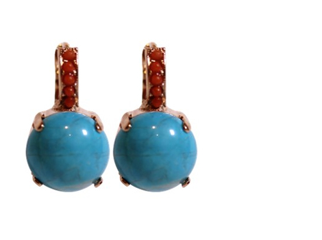 Amaro Handcrafted Rose Gold Plate Turquoise Earrings with Semi-precious Gems