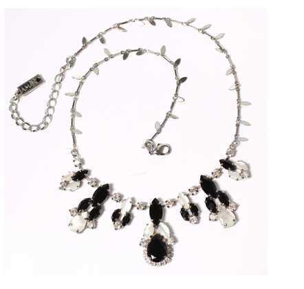Amaro Handmade Snowdrop Necklace, Black and White Semi Precious Stones