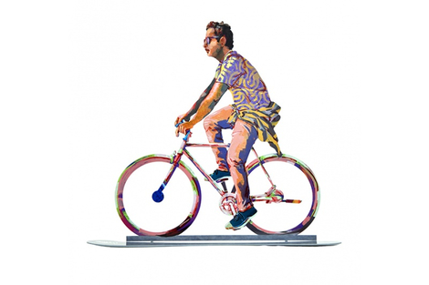 David Gerstein Free Standing Double Sided Sculpture - City Biker