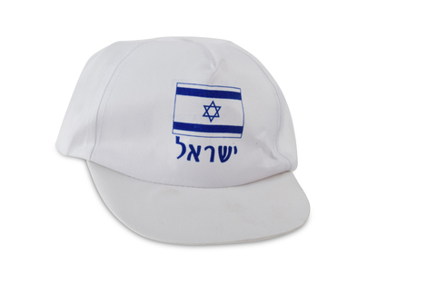 White Baseball Cap - Blue Israel Flag Design and 