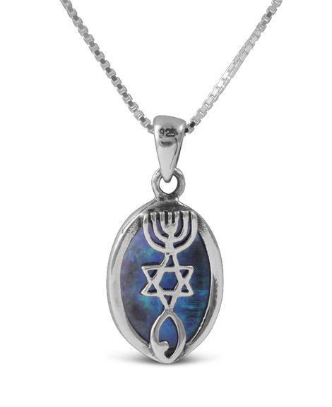Grafted Pendant Necklace in 925 Sterling Silver with Created Opal