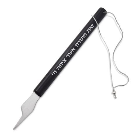 Adi Sidler Contemporary Torah Pointer, Etched Hebrew Words - Black