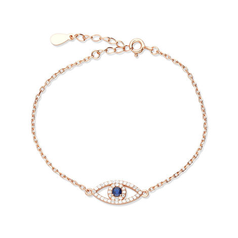 Sterling Silver Bracelet with Blue Evil Eye Protection - Choice of Finish