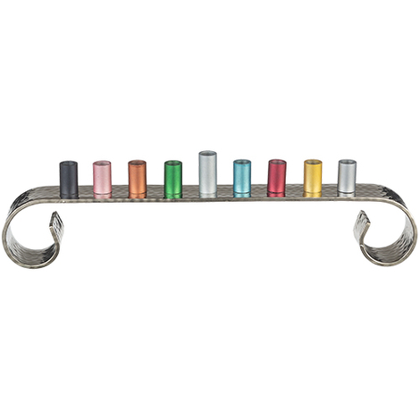 Contemporary Swirl Chanukah Menorah, Colorful Holders for Candles